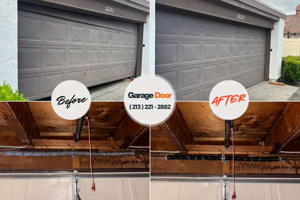 Before and after: garage door repair Malibu, CA